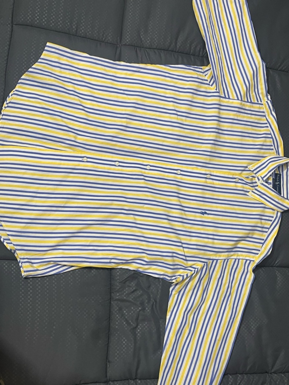 Ralph Lauren Yellow and Blue Vertical Stripe Dress Shirt - Picture 2 of 5